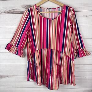Women's Multi Color‎ Striped Blouse Size Large